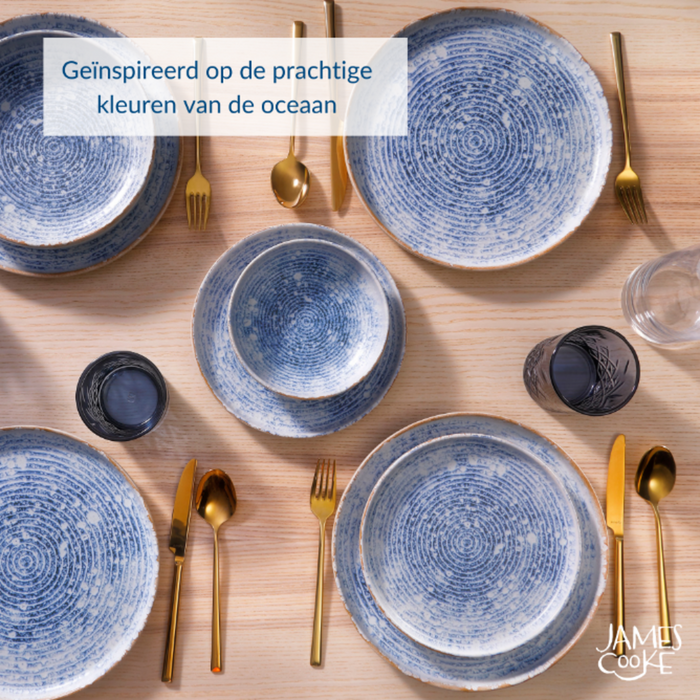 James Cooke - Azure Vintage - Bord diep - 2 stuks -22 cm - Blauw|Wit