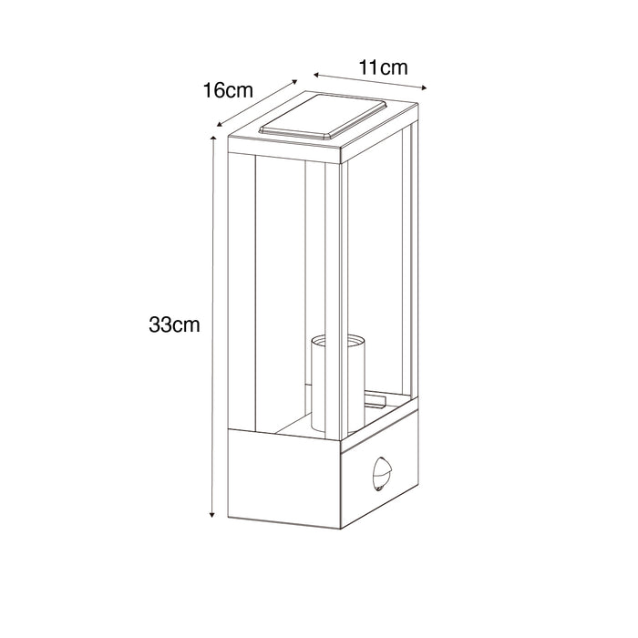 QAZQA Buiten wandlamp zwart met goud en bewegingsmelder - Rotterdam