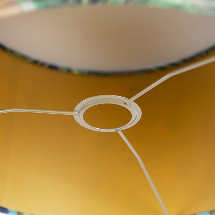 QAZQA Velours lampenkap pauw dessin 40|40|30 met gouden binnenkant