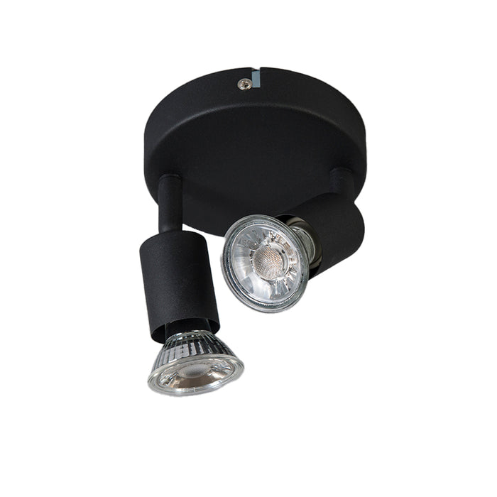 QAZQA Industriële spot zwart kantelbaar rond 2-lichts - Jeany