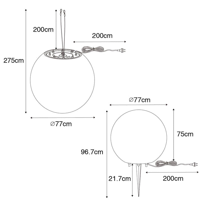 QAZQA Moderne buiten hanglamp wit 77 cm IP65 - Nura