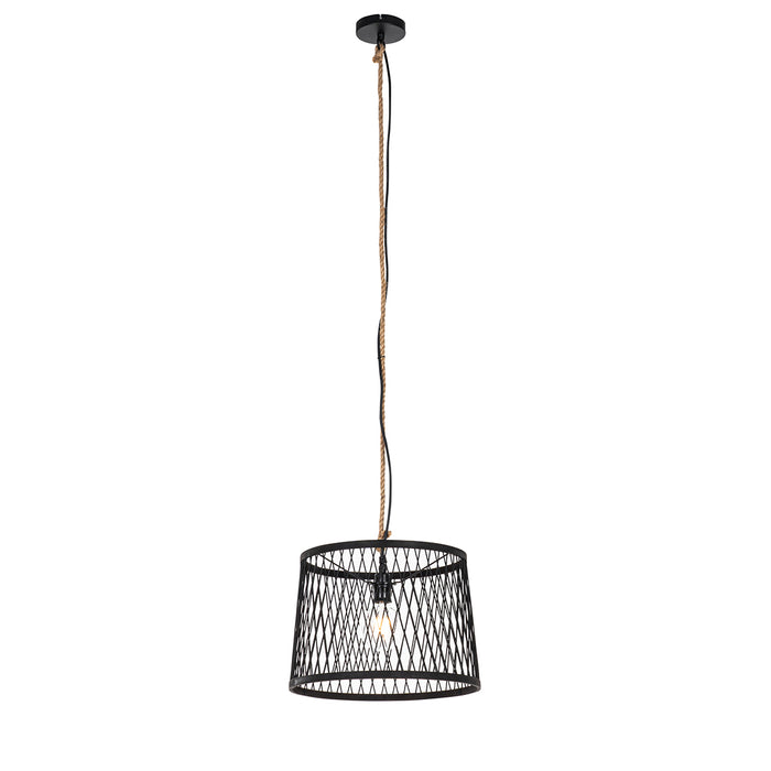 QAZQA Landelijke buiten hanglamp zwart rotan 40 cm - Calamus