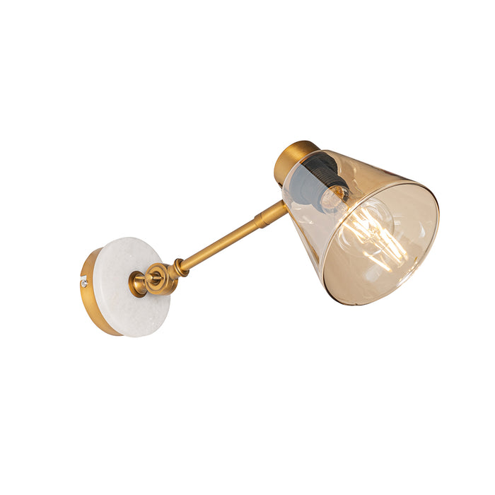 QAZQA Art Deco wandlamp brons met marmer en amber glas - Nina