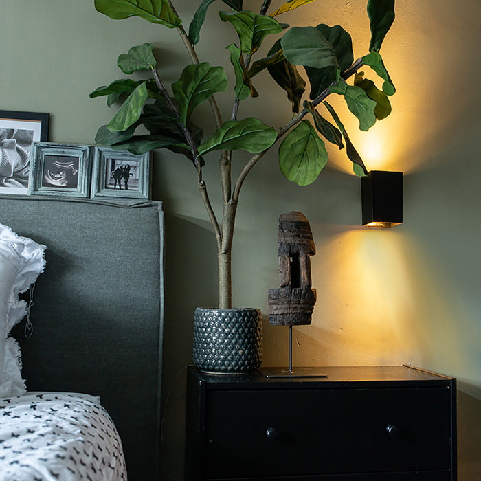 QAZQA Set van 2 moderne wandlampen zwart vierkant 2-lichts - Sandy