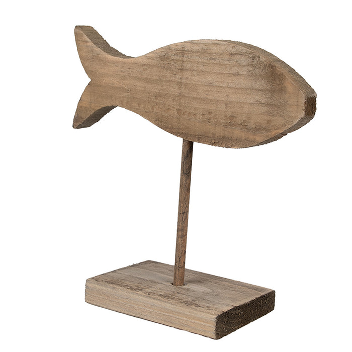 Clayre & Eef Beeld Vis 20 cm Bruin Hout
