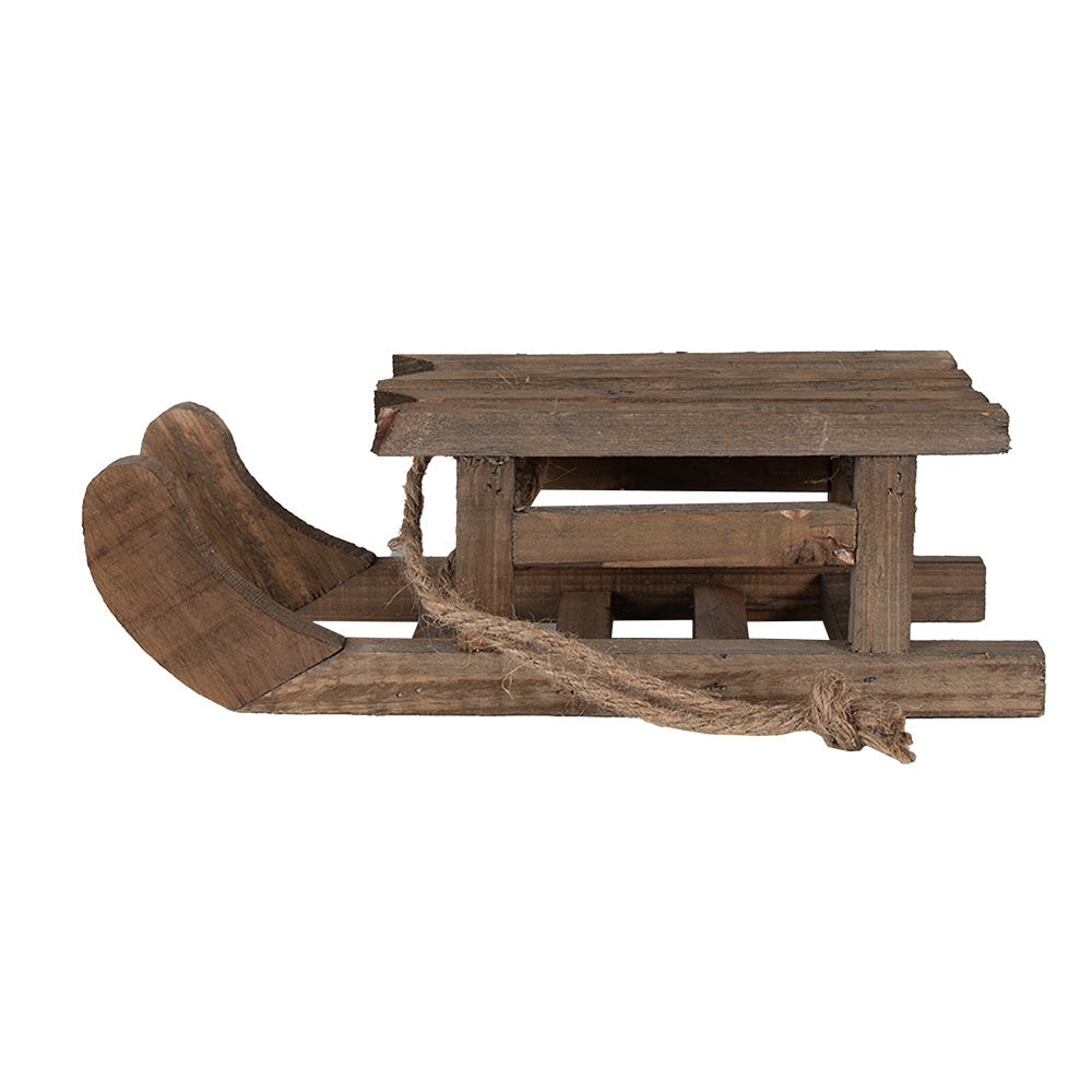 Clayre & Eef Decoratie Slee  30x11x10 cm Bruin Hout Kerstdecoratie
