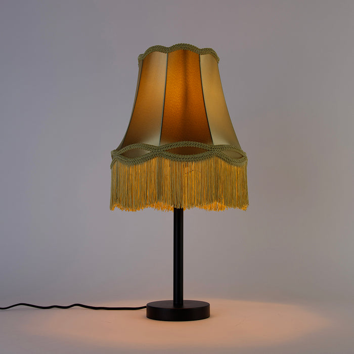 QAZQA Klassieke tafellamp zwart met granny kap groen 30 cm - Simplo