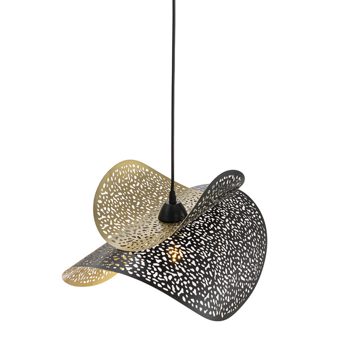 QAZQA Oosterse hanglamp zwart met goud 28 cm - Japke
