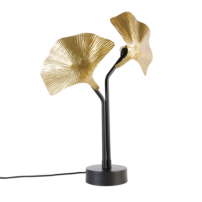 QAZQA Oosterse tafellamp messing met zwart 2-lichts - Louka