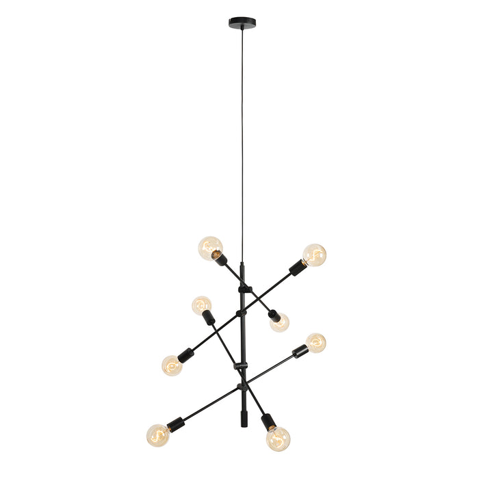 QAZQA Industriële hanglamp zwart 8-lichts - Sydney