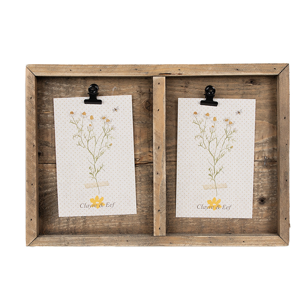 Clayre & Eef Fotolijst  30x3x21 cm Bruin Hout Fotohouder