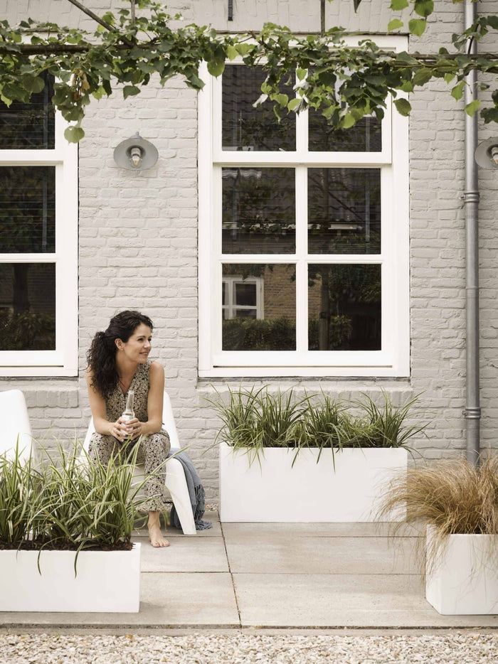 Capi Europe Bloembak rechthoek laag Terrazzo - 88x28x28 - Wit