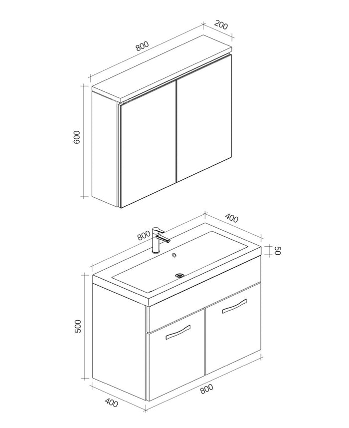 Badplaats Badkamermeubel Set Paso 02 80 x 40 cm - Eiken - Badmeubel