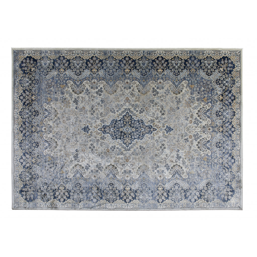 Vloerkleed Vince - Blauw - Viscose - 200x0x290cm (BxHxD)