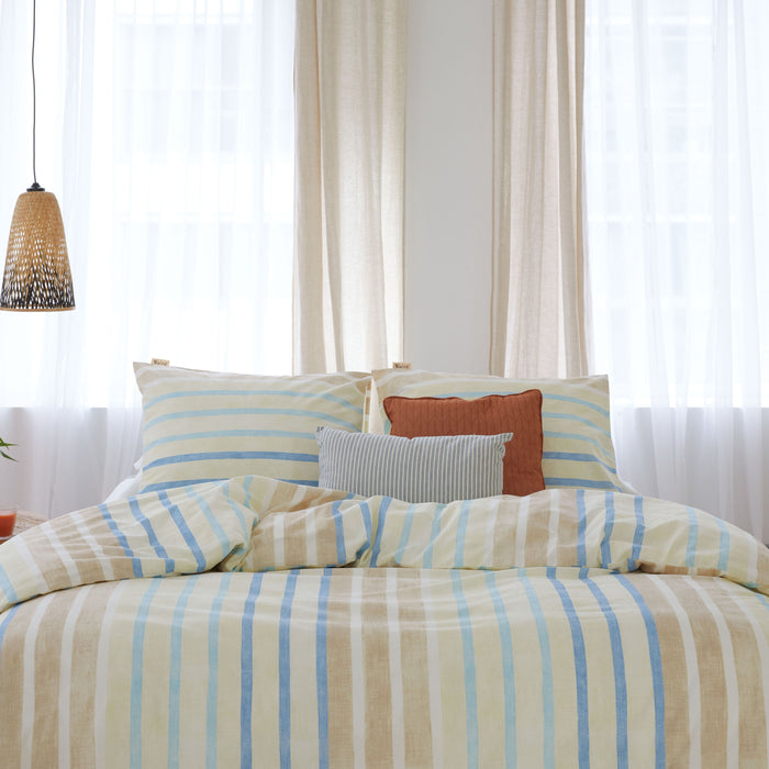 Walra Natural Stripes Dekbedovertrek 140x220 - Zand Gestreept