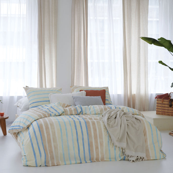 Walra Natural Stripes Dekbedovertrek 140x220 - Zand Gestreept