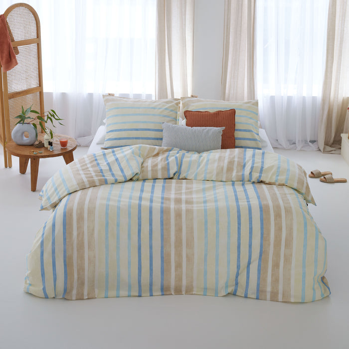 Walra Natural Stripes Dekbedovertrek 240x220 - Zand Gestreept