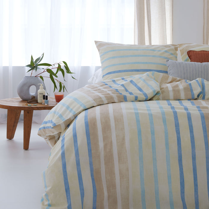 Walra Natural Stripes Dekbedovertrek 240x220 - Zand Gestreept