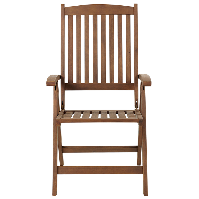 Beliani-AMANTEA-Tuinstoel set van 2-Donkerbruin|Off-white-Acaciahout