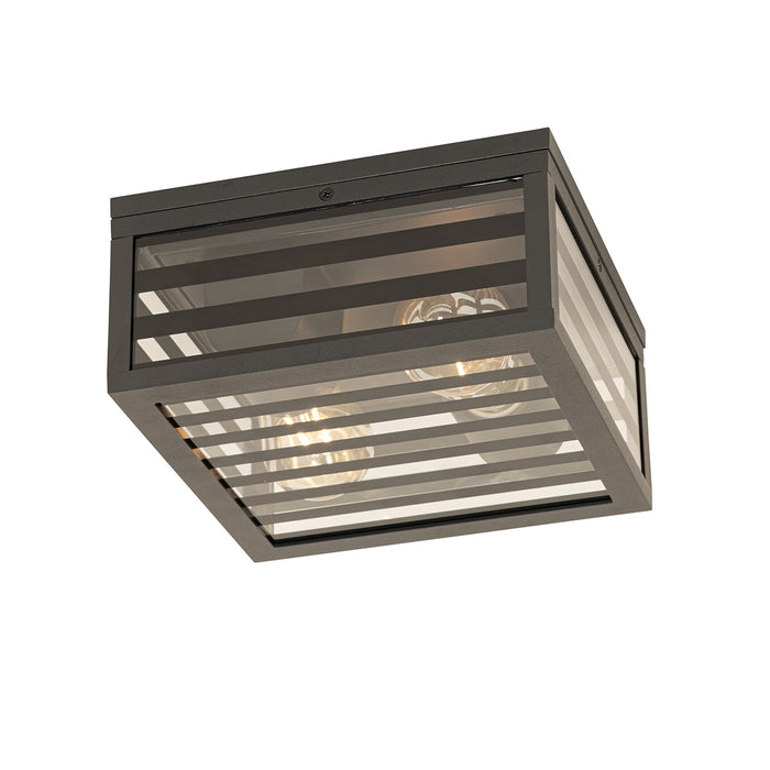 QAZQA Moderne buiten plafondlamp zwart glas 2-lichts IP44 - Reims