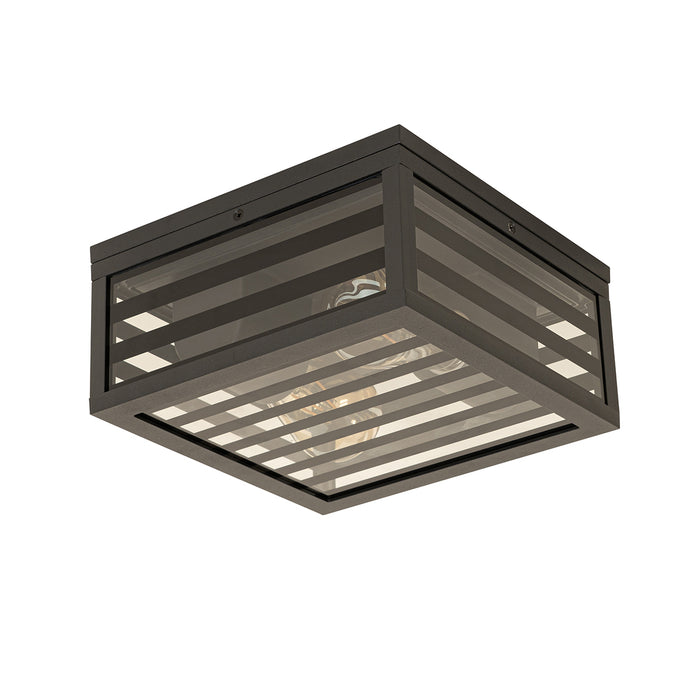 QAZQA Moderne buiten plafondlamp zwart glas 2-lichts IP44 - Reims
