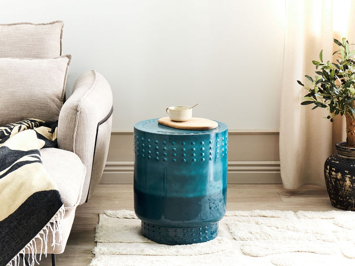 Beliani - ABRA - Bijzettafel - Blauwgroen - Ijzer