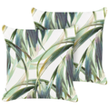 Beliani-CALDERINA-Tuinkussen set van 2-Groen|Wit-45 x 45 cm-Polyester