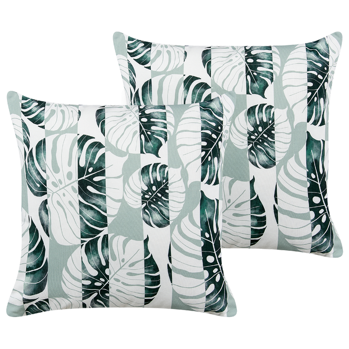 Beliani-TERMINI-Tuinkussen set van 2-Lichtgroen-45 x 45 cm-Polyester
