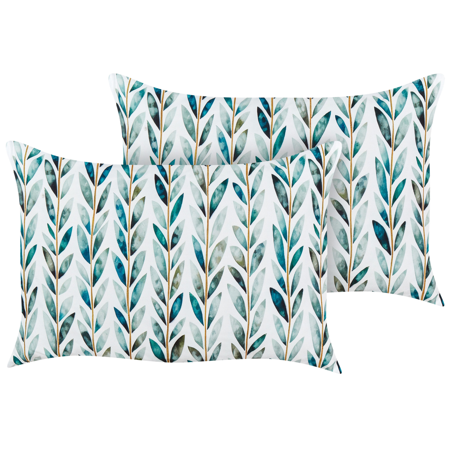 Beliani-LOANO-Tuinkussen set van 2-Wit|Groen-40 x 60 cm-Polyester