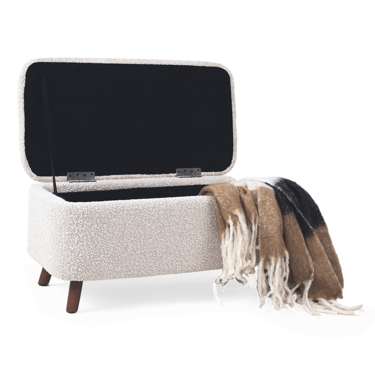 Nolon Julia Bankje Bouclé Beige - met Opbergruimte