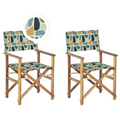 Beliani - CINE - Tuinstoel set van 2 - Groen|Wit|Abstract - Polyester