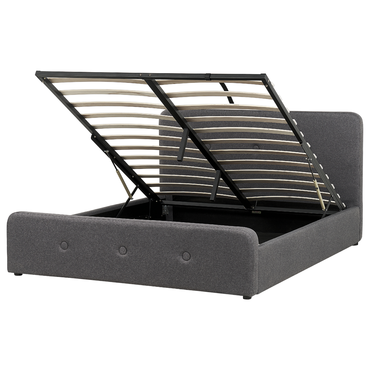 Beliani-RENNES -Bed met opbergruimte-Donkergrijs-160x200 cm-Polyester