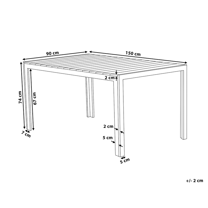 Beliani - COMO - Tuintafel - Lichthout - 90 x 150 cm - Kunsthout
