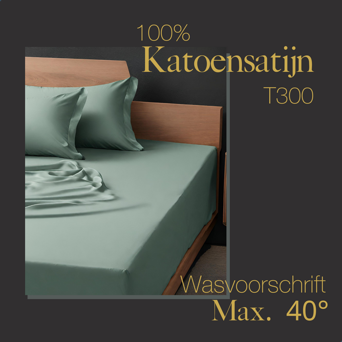 Ten Cate Premium Katoensatijnen Hoeslaken 160x200 - Mineral Mint