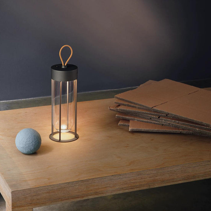 Flos InVitro Unplugged tafellamp LED oplaadbaar donkerbruin