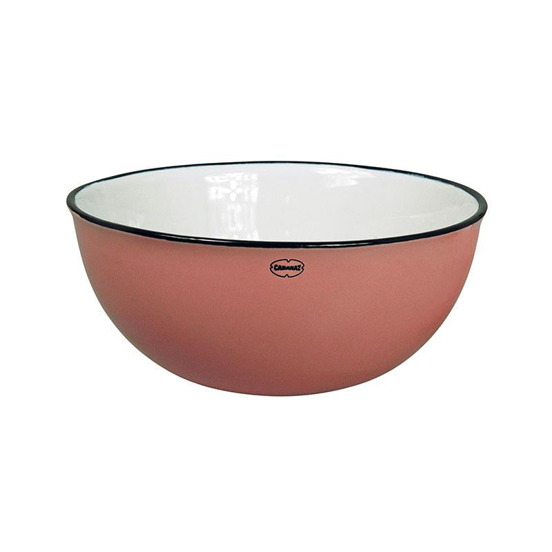 Retro saladeschaal emaille  geinspireerd cinnamon pink