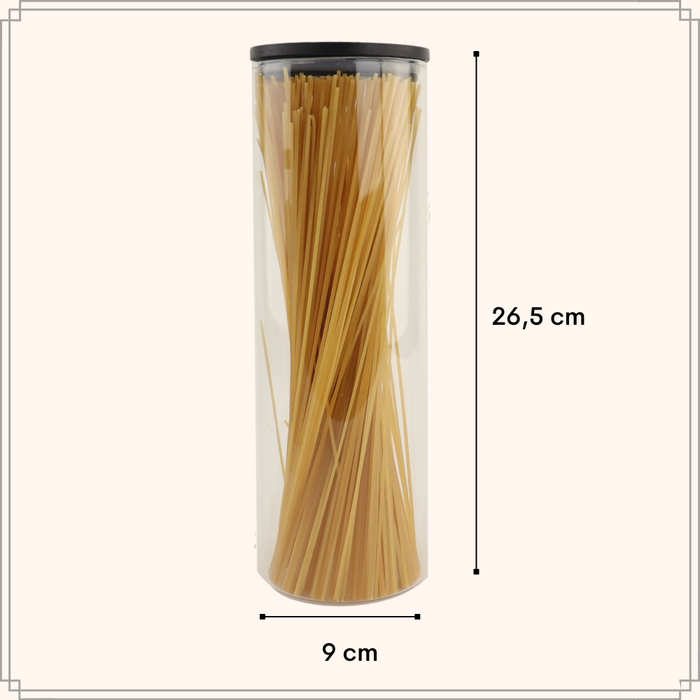 OTIX Voorraadpot Glas met Deksel 1320ml Zwart Hout Spaghetti Bewaar...