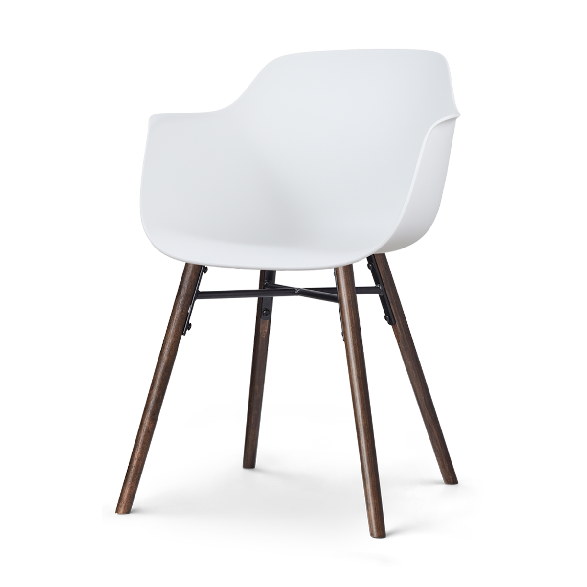 Nolon Nena-Puk Eetkamerstoel Wit - Armleuning - Walnoot Onderstel