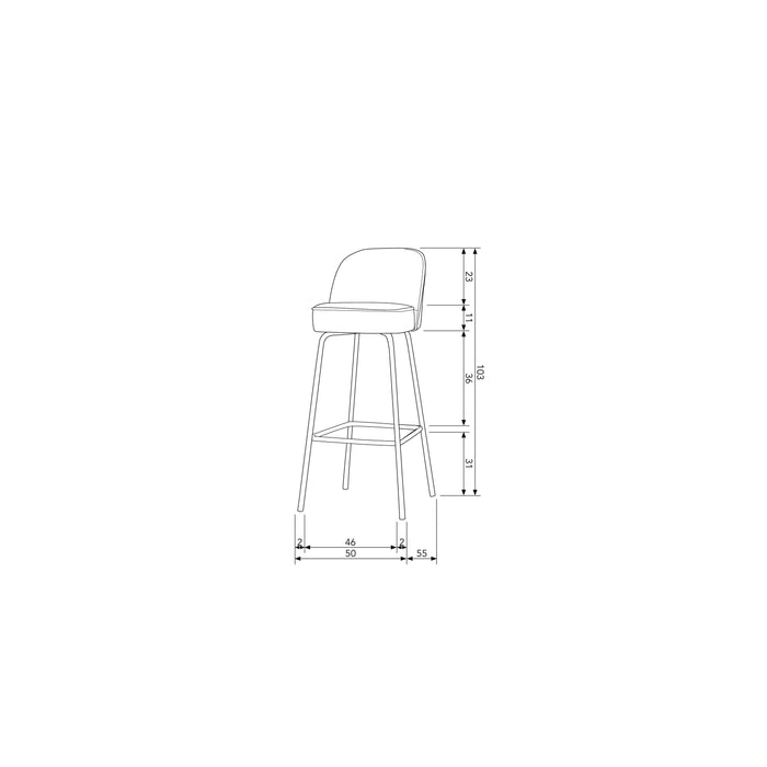 WOOOD Vogue Barkruk H 103 cm - Polyester - Honey Yellow