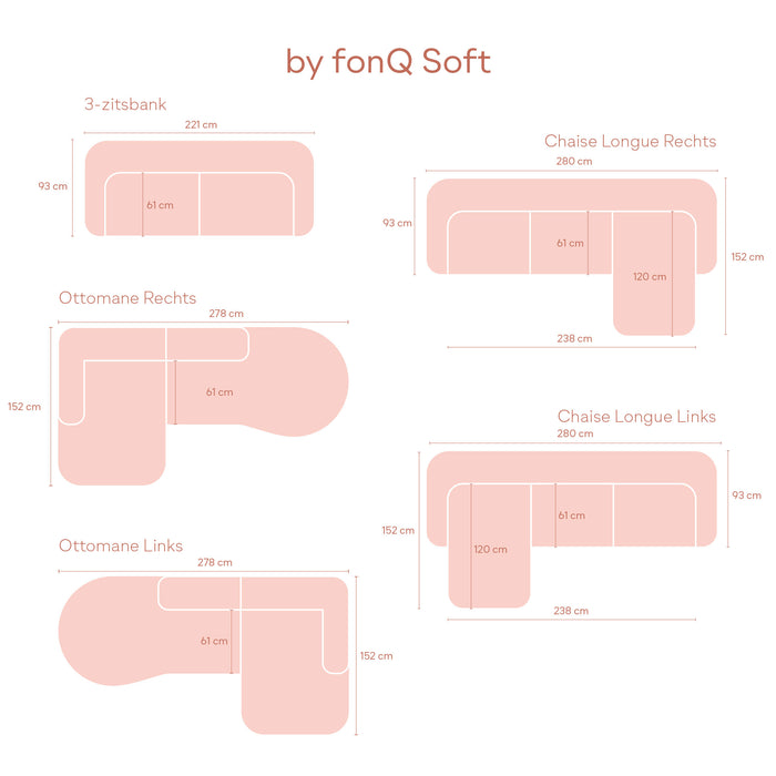 by fonQ Soft Ottomane Bank Rechts - Bouclé - Crème