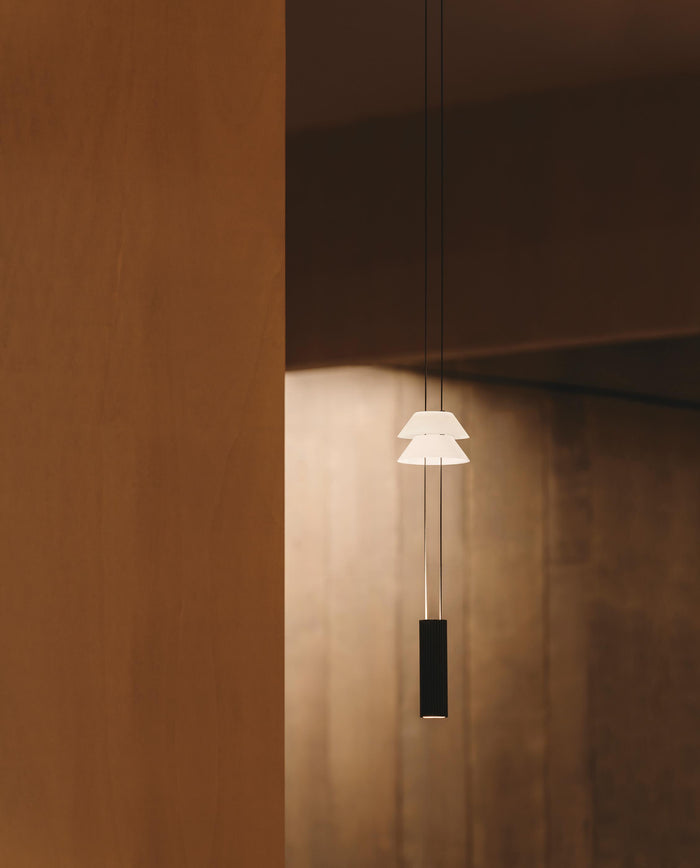 Vibia Flamingo Mini 1585 hanglamp LED Ø45 wit|zwart