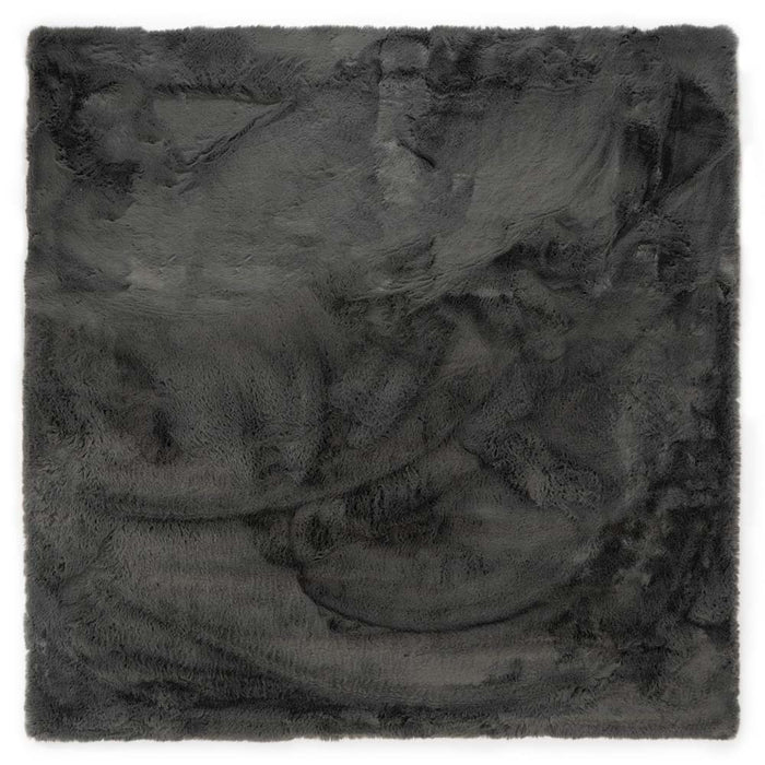 Tapeso Vierkant hoogpolig vloerkleed - Comfy plus - donkergrijs -