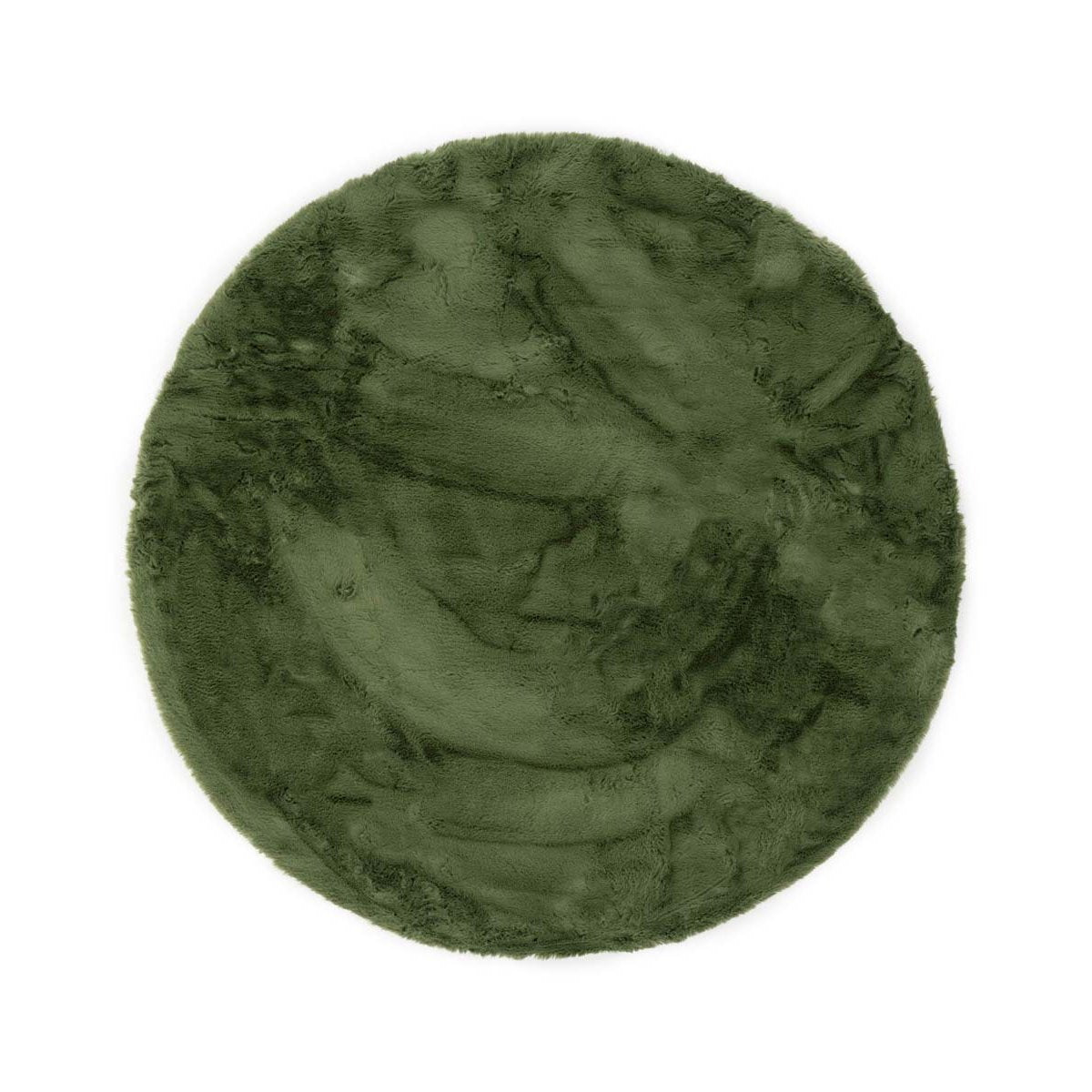 Tapeso Rond hoogpolig vloerkleed - Comfy plus - olijfgroen - 160 cm