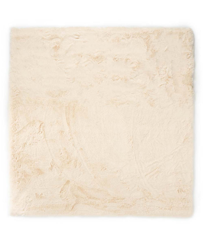 Tapeso Vierkant hoogpolig vloerkleed - Comfy plus - crème - 130x130 cm