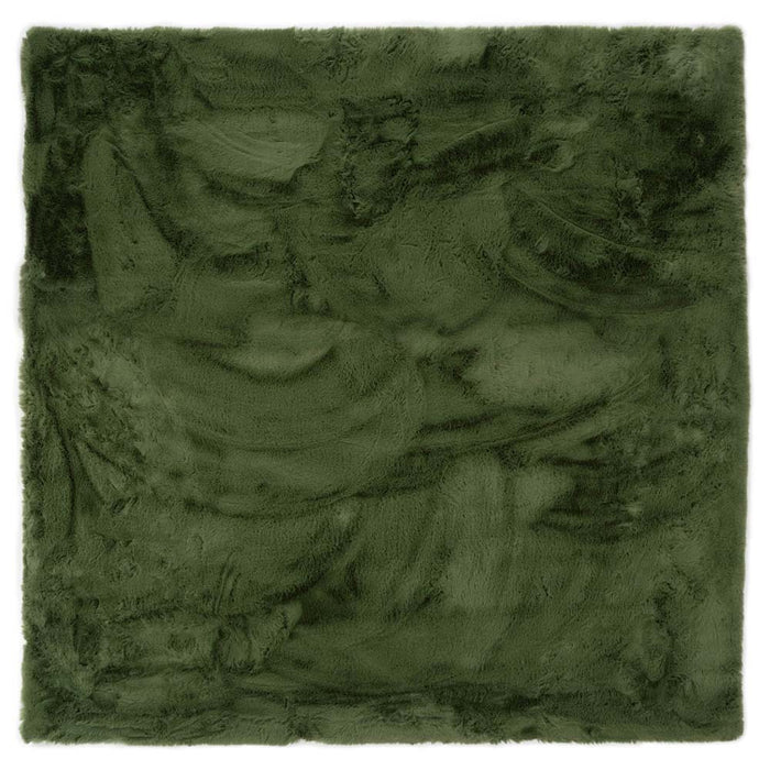 Tapeso Vierkant hoogpolig vloerkleed - Comfy plus - olijfgroen -