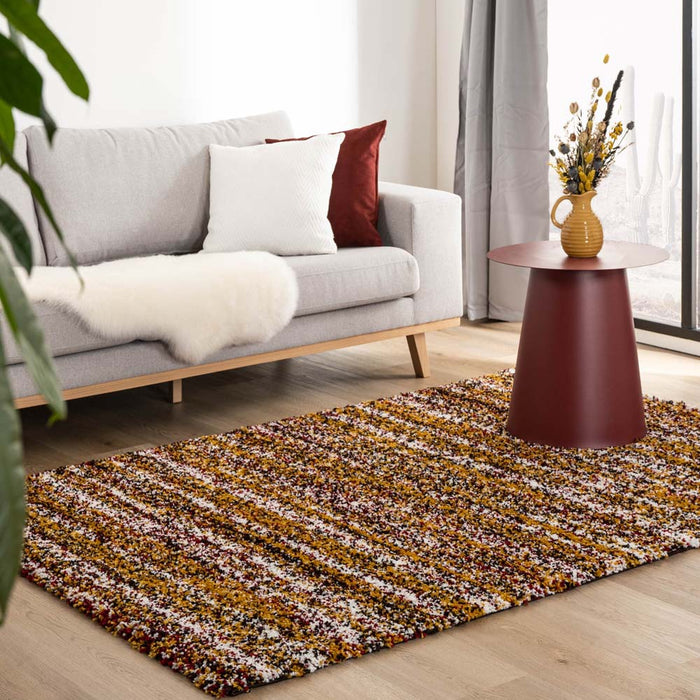 Boho&me Hoogpolig vloerkleed strepen Artisan - multi|okergeel - 60x110