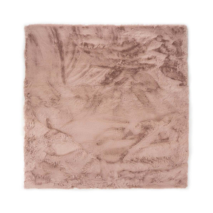 Tapeso Vierkant hoogpolig vloerkleed - Comfy plus - roze - 160x160 cm