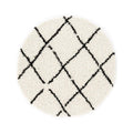 Boho&me Rond hoogpolig vloerkleed ruiten Habitat - wit|zwart - 160 cm