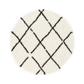 Boho&me Rond hoogpolig vloerkleed ruiten Artisan - wit|zwart - 80 cm