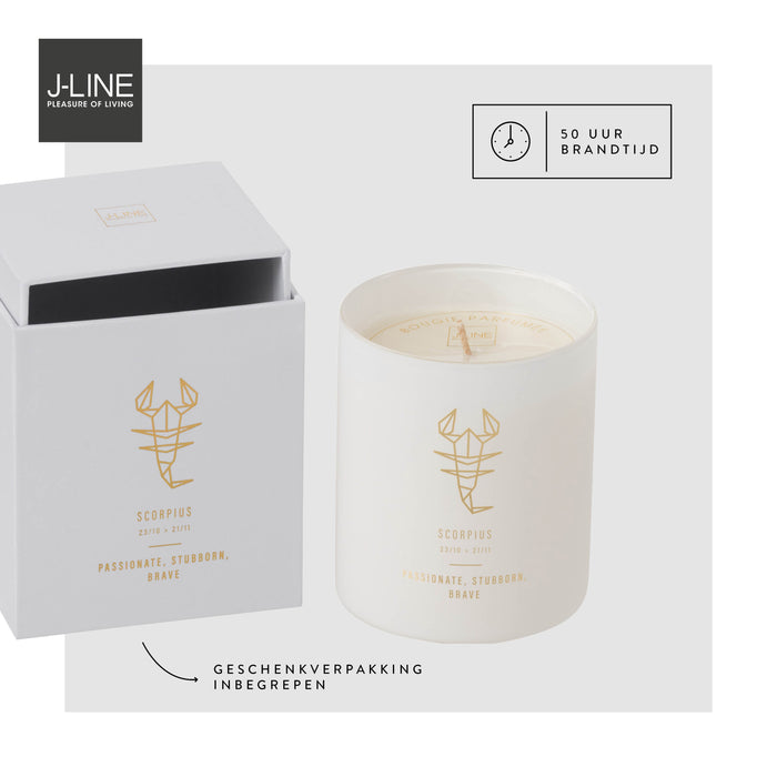 J-Line geurkaars Astro Schorpioen – Sapphire Amber Tea – wit - 50U